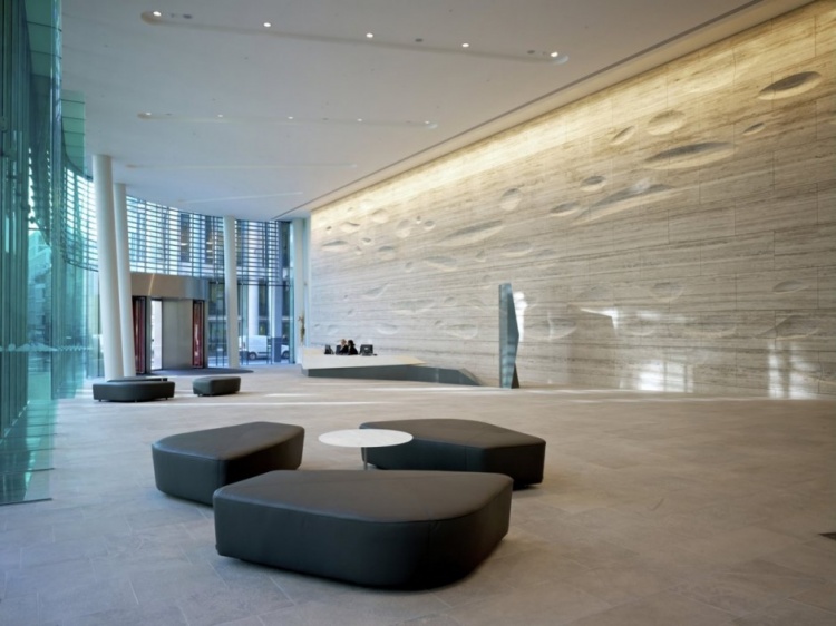 sculpted travertine wall design