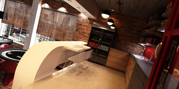 the kitchen