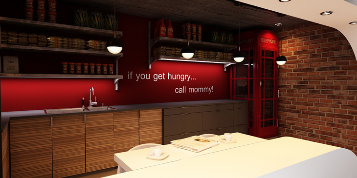 the kitchen