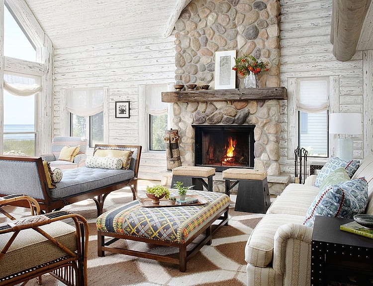Whitewashed Lake Cabin by Jessica Jubelirer Design