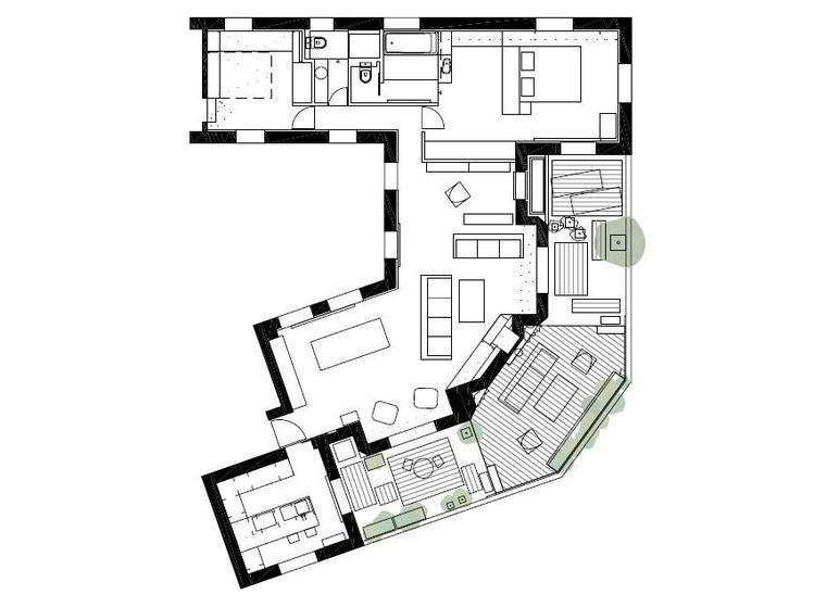 Penthouse in Madrid by Ábaton