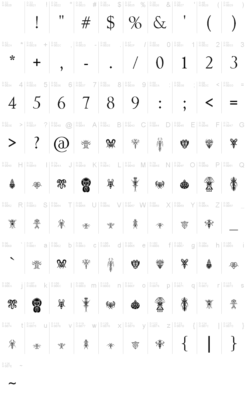 Download Abstract Alien Symbols Font SVG Cut Files
