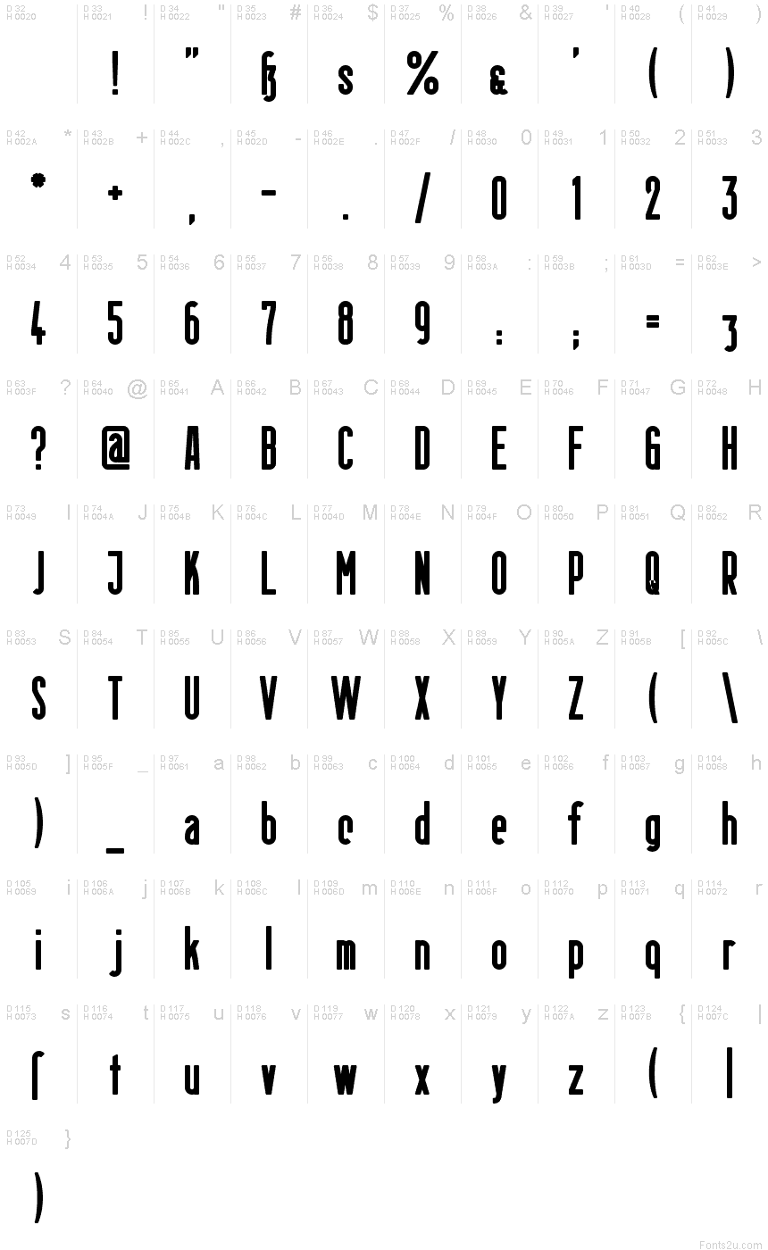 Latin de base - Table de caractères