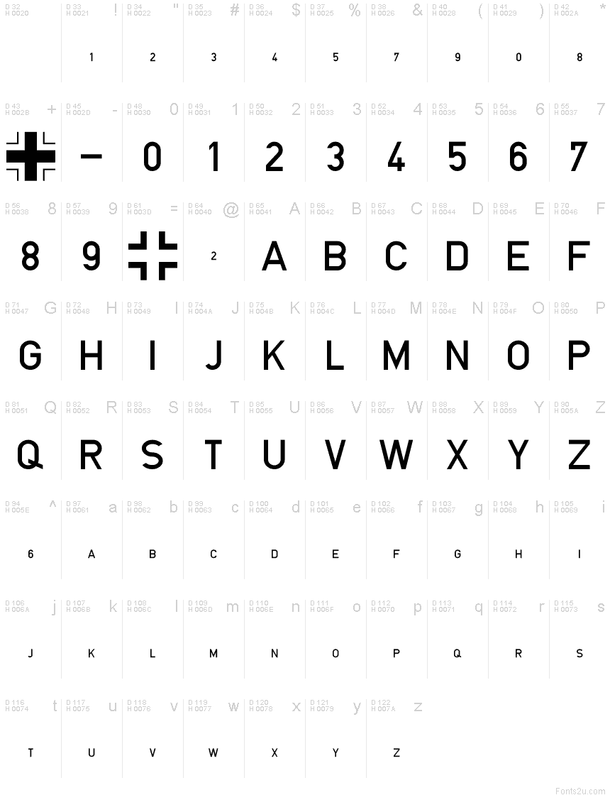 Blockschrift für Flugzeuge Schriftart