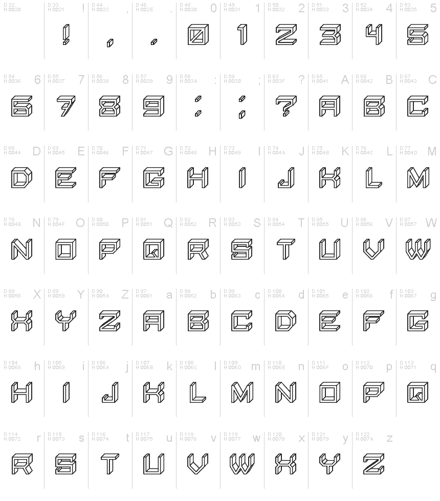 Blocky Letters Hollow Regular font