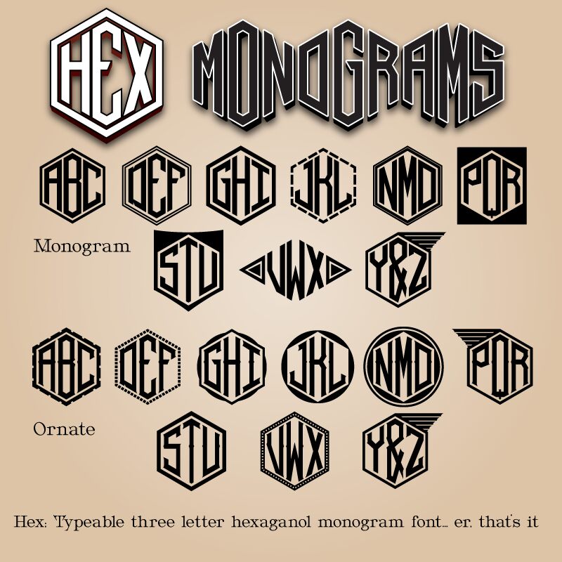 Hex monograms font