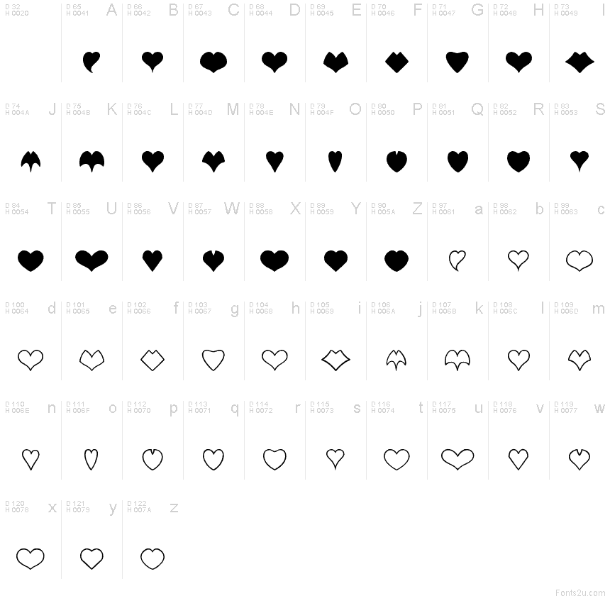 fonts with heart glyphs
