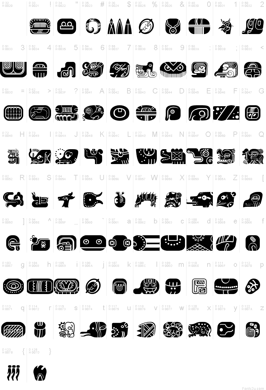 mayan glyphs fill Regular font