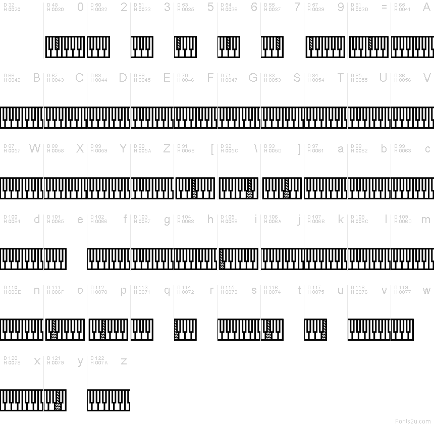 Music Keyboard Shorthand Regular font