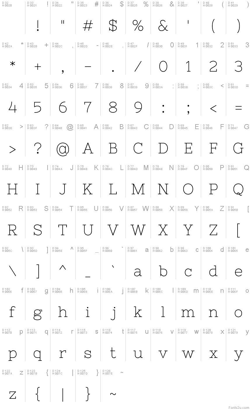 Latin de base - Table de caractères