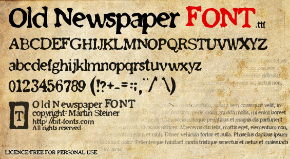 Old Newspaper Font Font