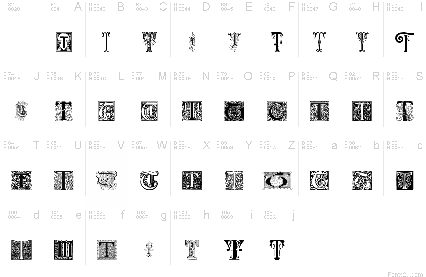 Ornamental Initials T font