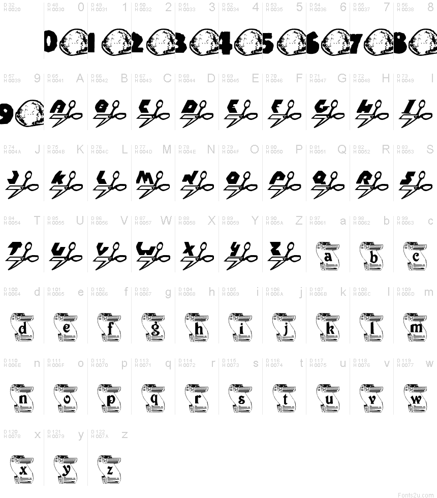 Rock, Paper, Scissors font