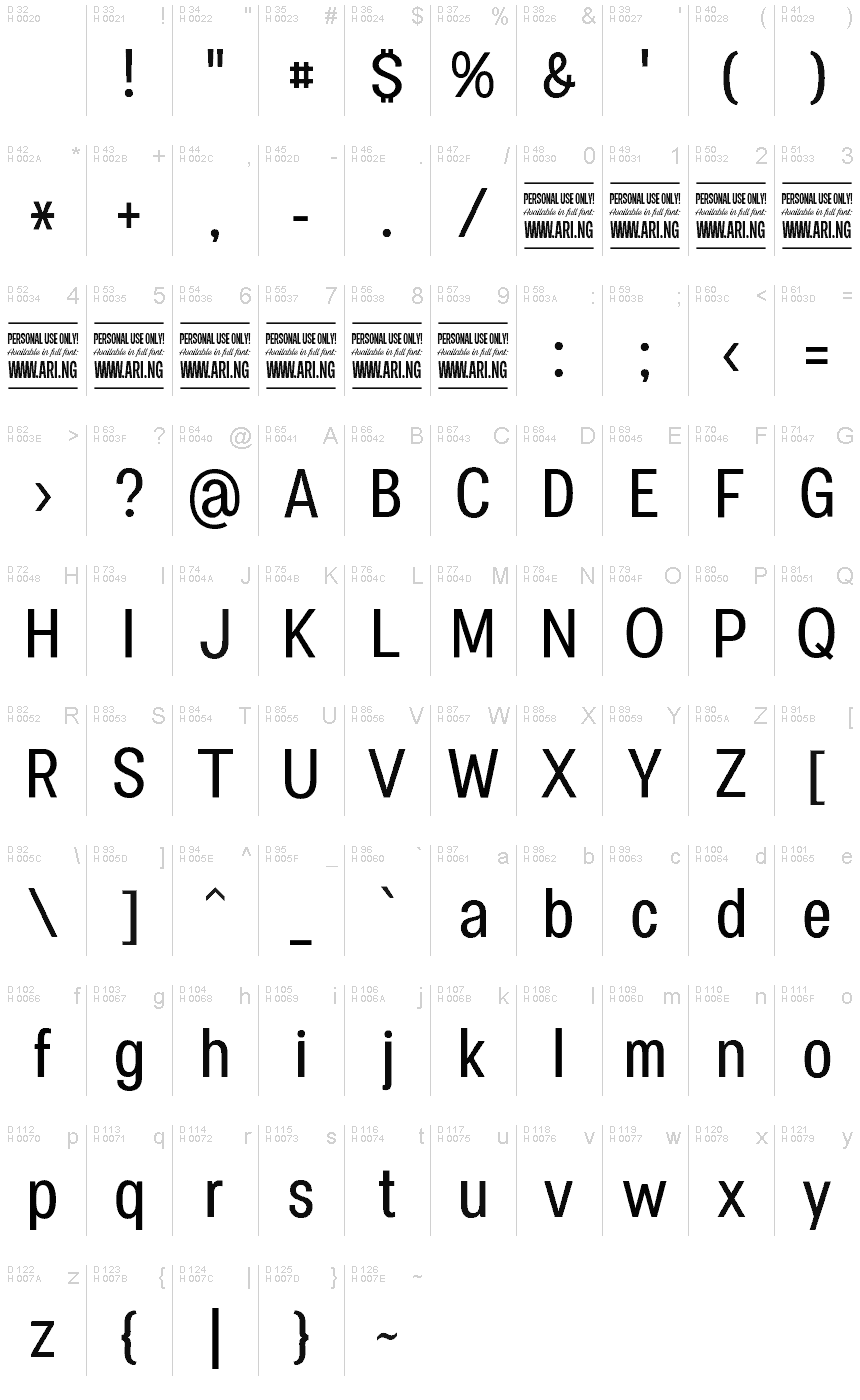 Latin de base - Table de caractères