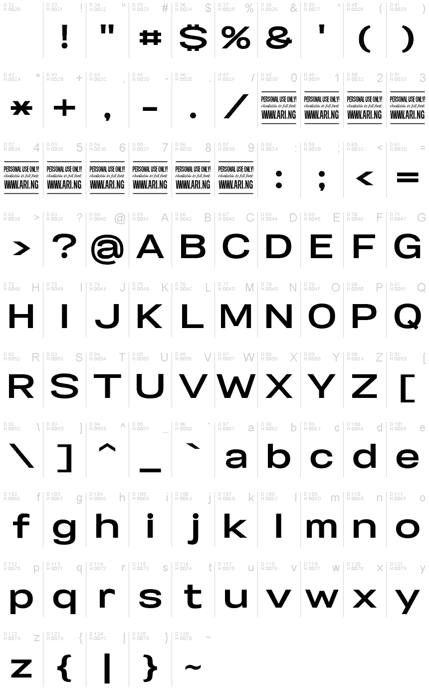 Latin de base - Table de caractères