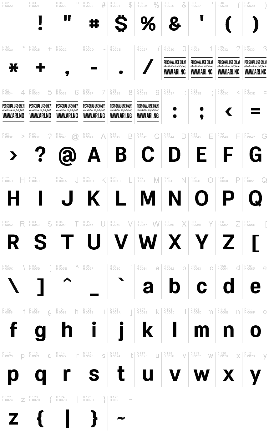 Latin de base - Table de caractères